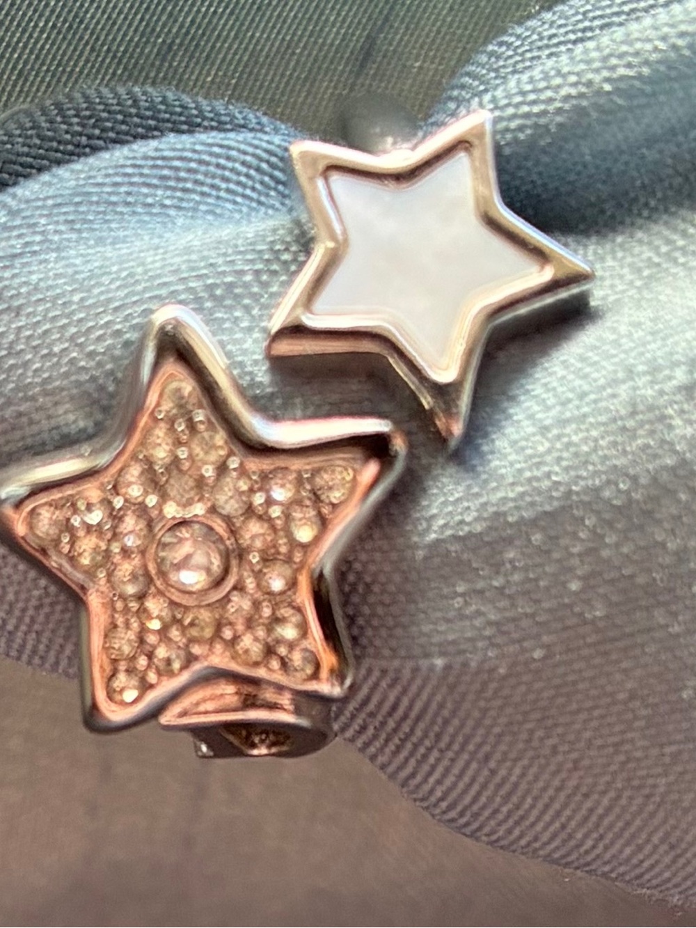 Dior Silver Star Duo Ring with White Enamel and Crystals